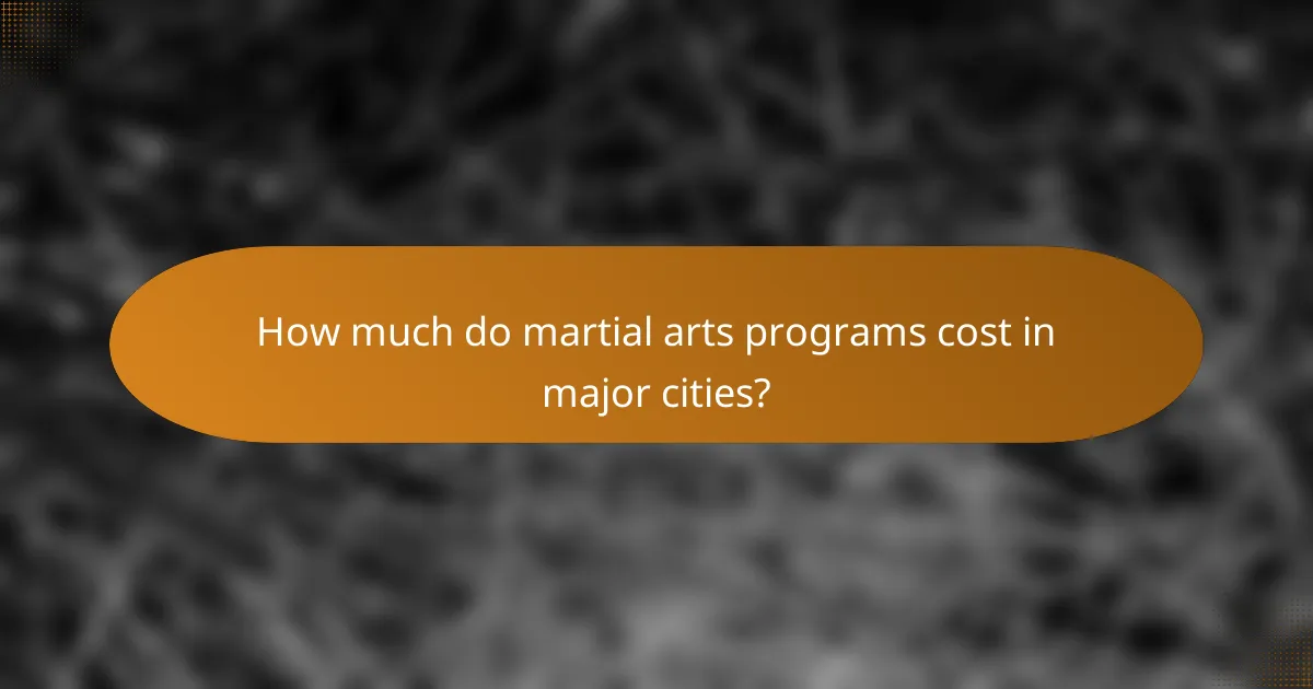 How much do martial arts programs cost in major cities?