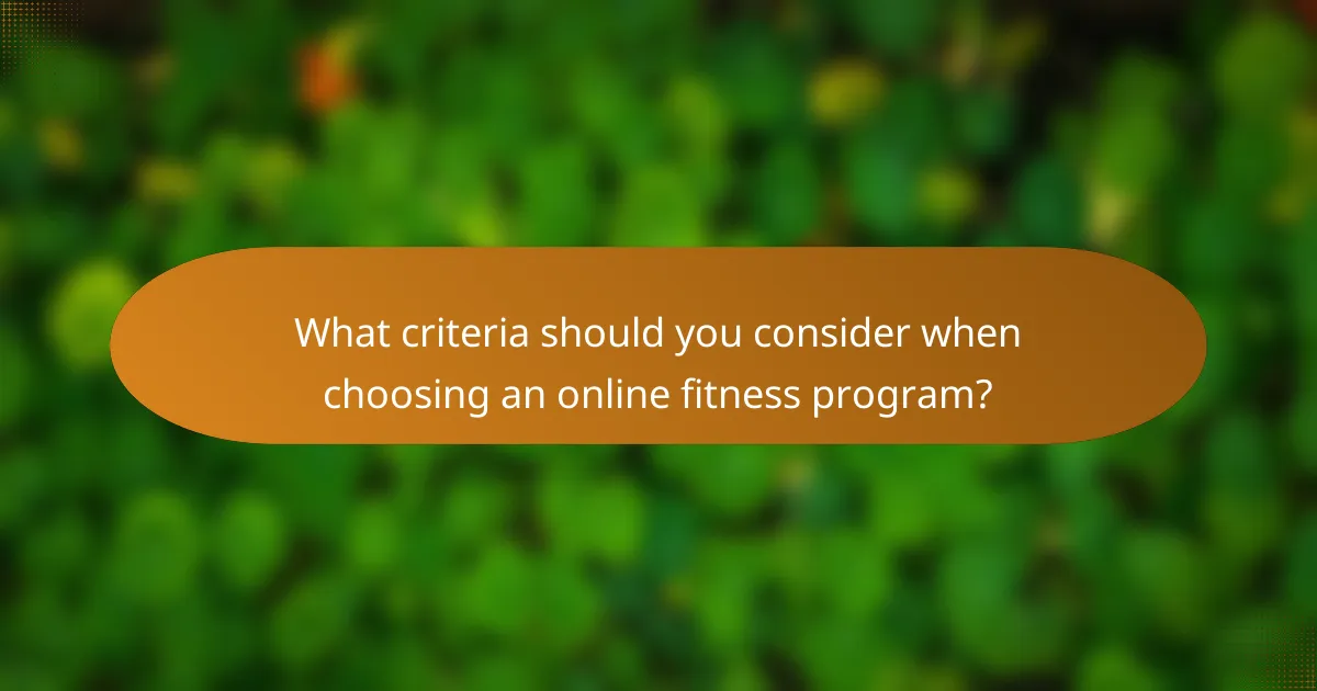 What criteria should you consider when choosing an online fitness program?
