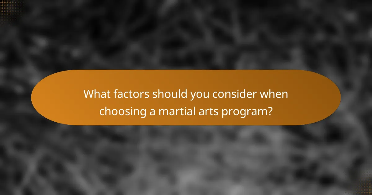 What factors should you consider when choosing a martial arts program?