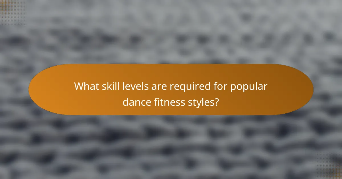 What skill levels are required for popular dance fitness styles?